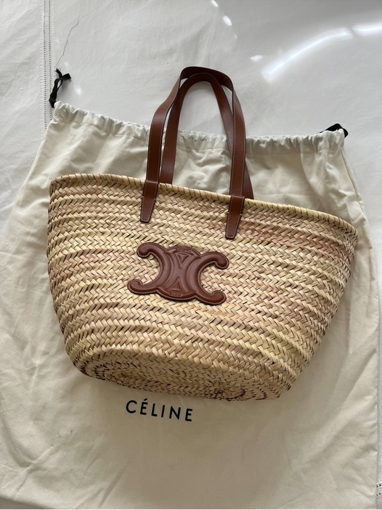 Celine Handbags - Celine Medium Classic Panier in Palm Leaves and Calfskin